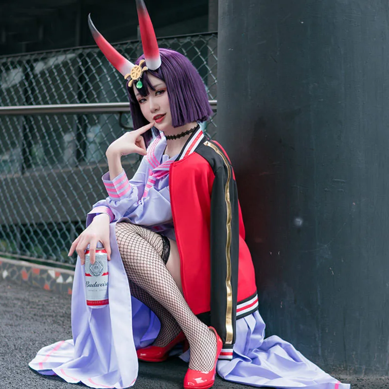 FGO Fate Grand Order Assassin Shuten-douji Косплей Костюм JK моряк Униформа COS пальто Хэллоуин Топ Юбка ожерелье носок