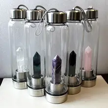 550 мл портативный кварцевый Природный кристалл бутылка для воды целебная обелисковая палочка стеклянная чашка посуда для напитков гравий подарок