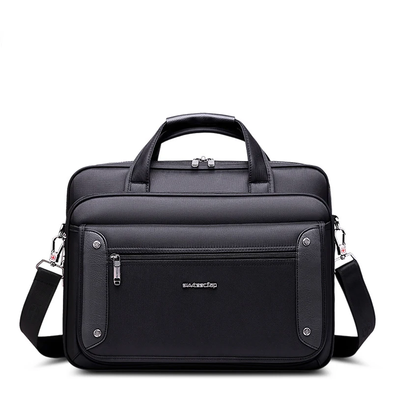 Высокое качество, деловые сумки, мужские брендовые коммерческие портфели, сумка большой емкости для ноутбука, сумка для ноутбука, мужские сумки на плечо, большие - Цвет: Черный