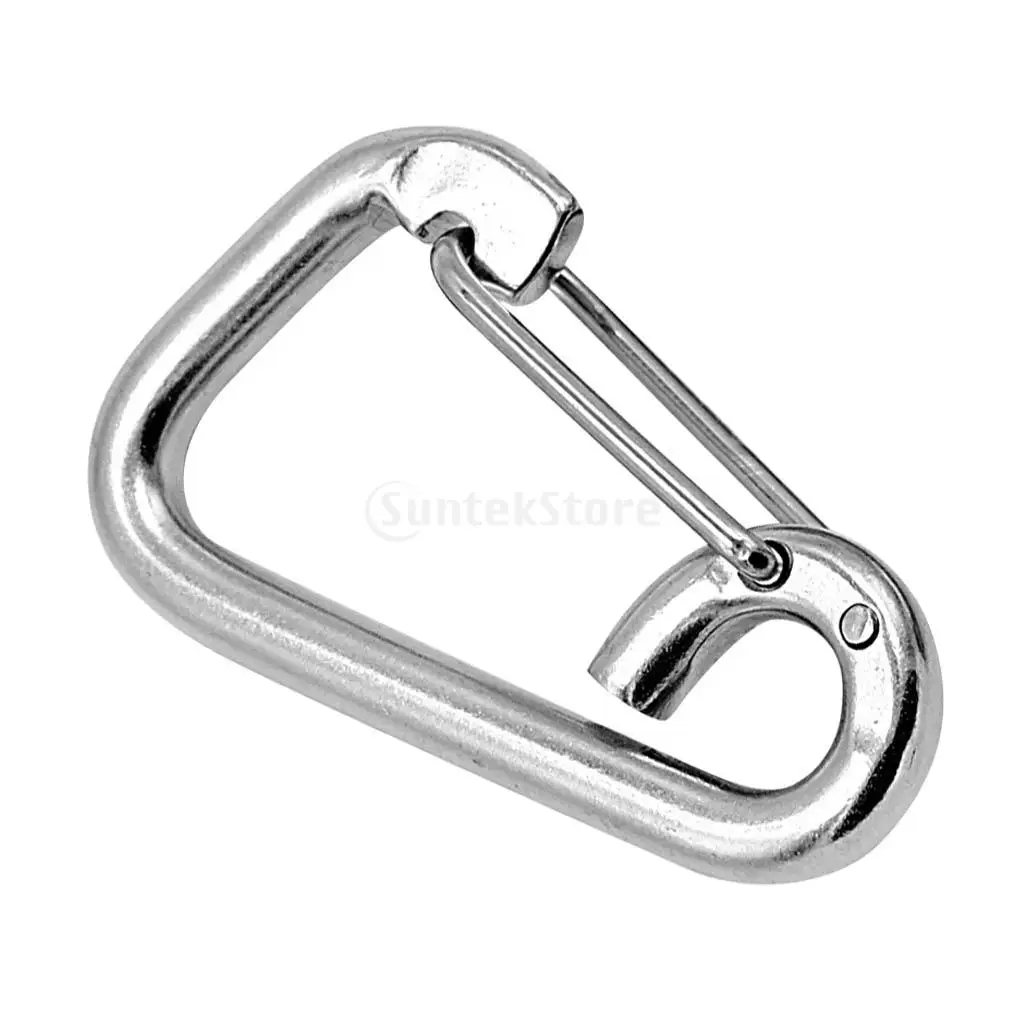 304 Stainless Steel Spring Hook Carabiner Clip Keychain 60mm 80mm 100mm Camping Hiking Outdoor