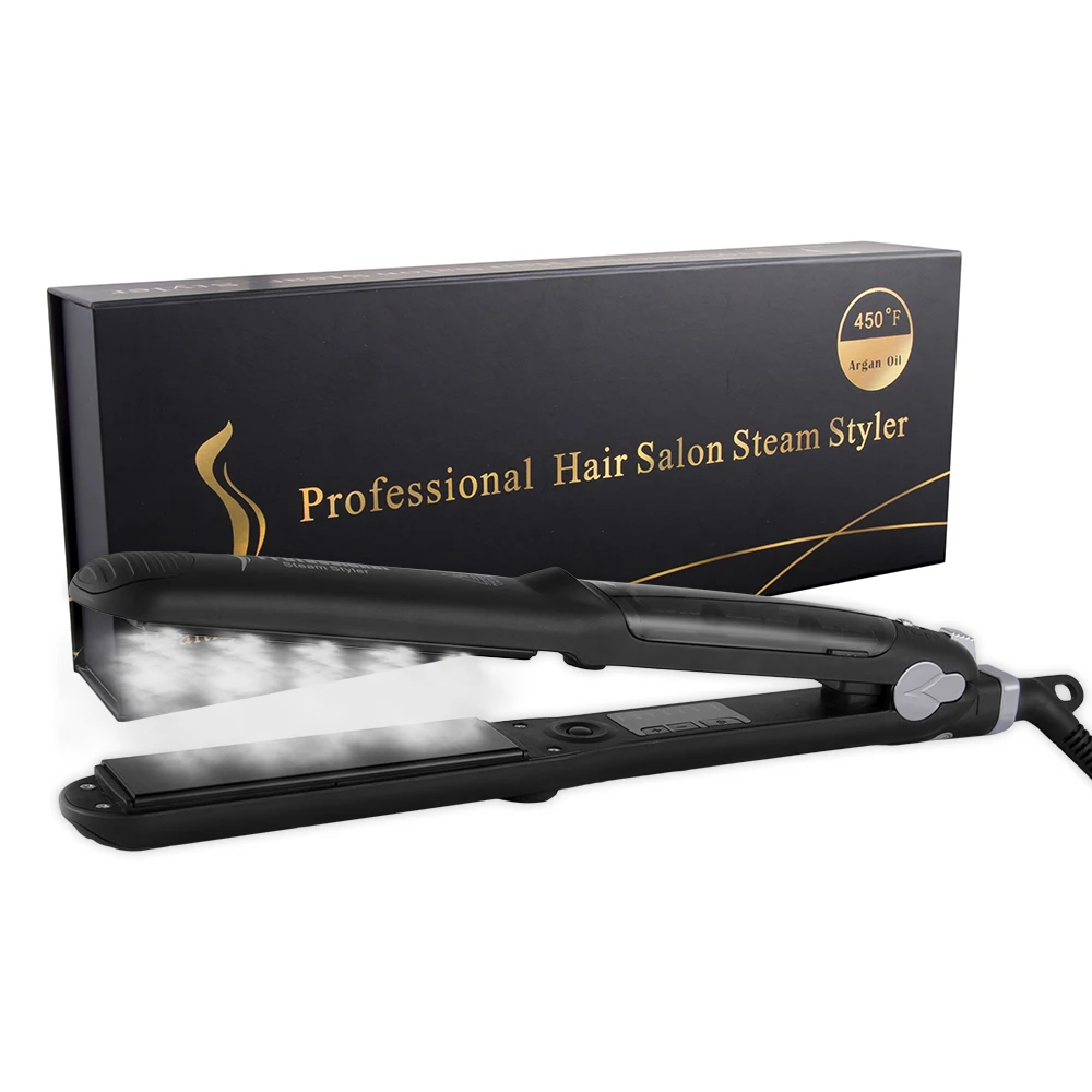 Professional Steam Function Flat Iron Tourmaline Ceramic Vapor Professional Hair Straightener with Argan Oil hair Straighteners