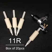 20 шт. "(25 мм) круглый 11 Белый Одноразовые татуировки сцепление W Совет Tube Combo питания WDG25-11R-20