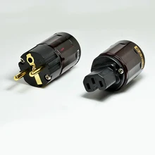 New P-079e + C-079 Rhodium plated EUR schuko AC power plug IEC power connector 1pair New P-079e + C-079 Rhodium plated EUR schuko AC power plug IEC power connector 1pair