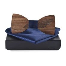 Классический деревянный лук галстук платок набор для мужчин Модный свадебный деревянный галстук-бабочка полиэстер Карманный квадратный Gravatas тонкий галстук набор