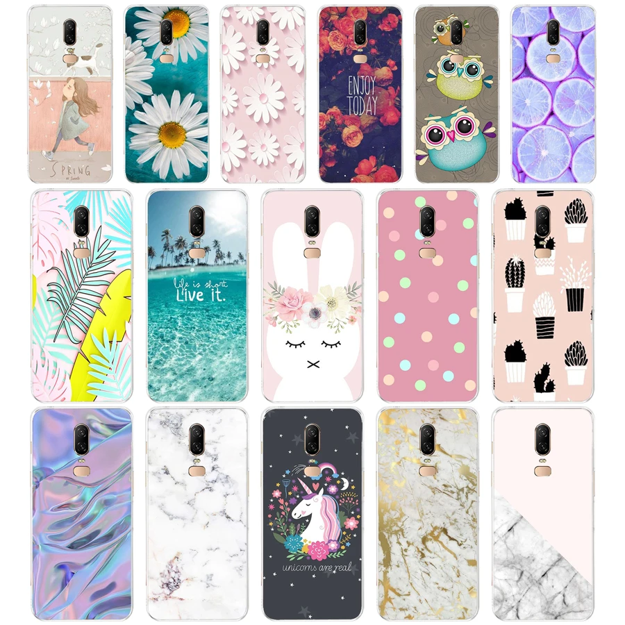 

J silicon case for oneplus 6 case cover Coque for oneplus 6t case etui cover for oneplus 6 case leaves cute funny dog cartoon