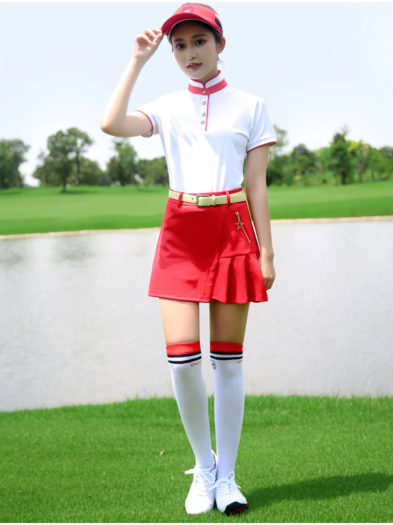 Новое платье для гольфа женская футболка с короткими рукавами юбка для гольфа летняя дышащая женская одежда Размер xs-xl