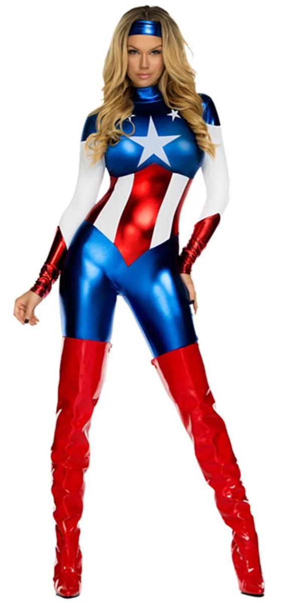 Капитан комбинезон Америка представление костюм для взрослых на Хэллоуин женский комбинезон супергерой женский