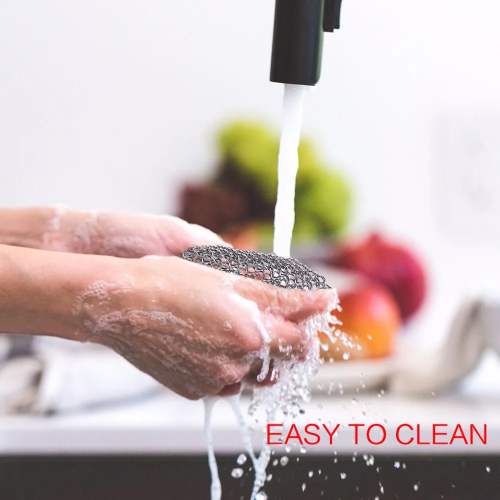 Stainless Steel Chainsmail Cleaner Kitchen Cookware Cleaning Tool for Cast Iron Pan  (4)