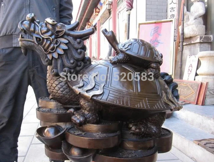 

chinese Feng Shui red bronze On Yuanbao Dragon tortoise tortoise beast statue