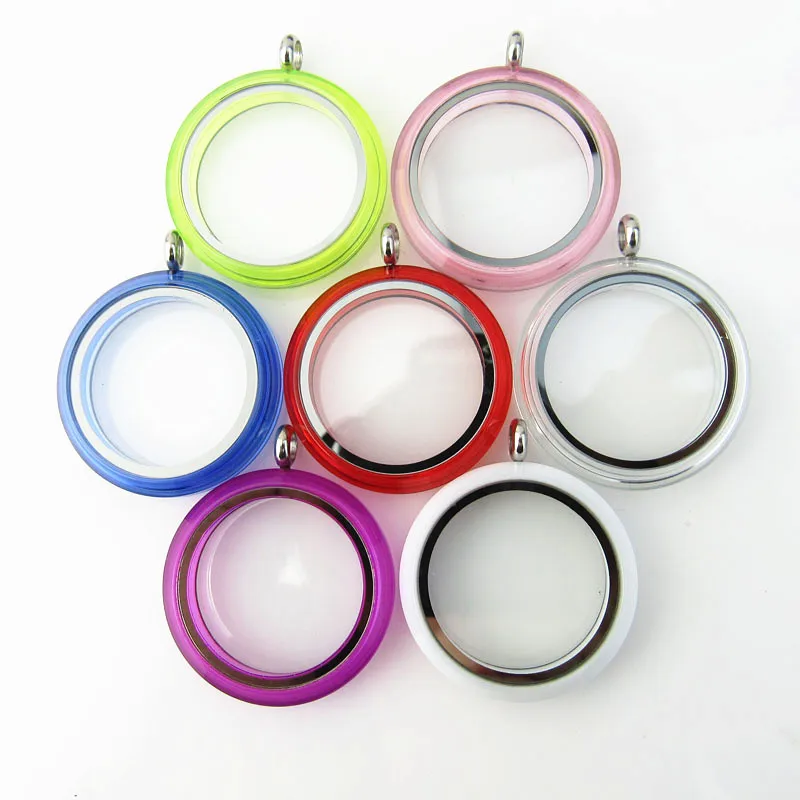 wholesale mix color 30MM acrylic plane screw floating locket twist