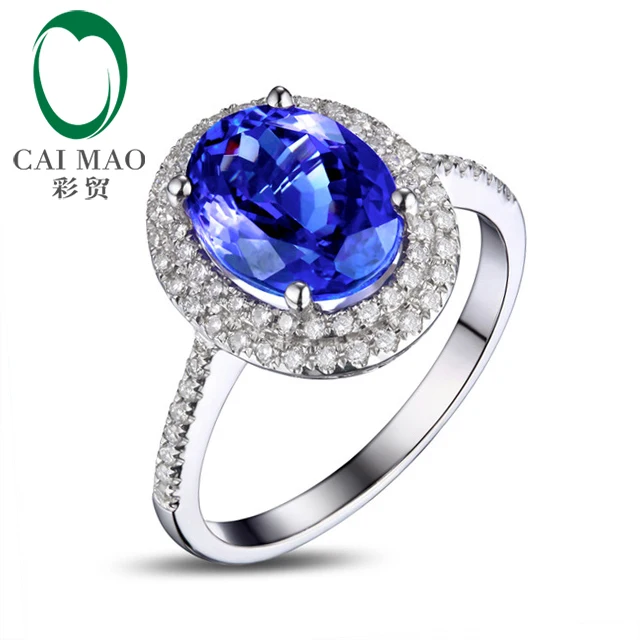 CAIMAO красивые 1.89ct Танзанит овальной формы обручение проложить кольцо с бриллиантом