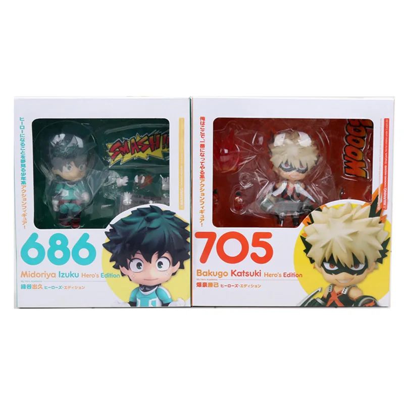 

2pcs/set Anime My Hero Academia Nendoroid 705 bakugou katsuki & 686 MIDORIYA IZUKU PVC action fiugre collection model toys