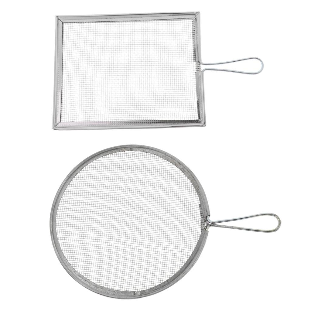 2pcs Filter Mesh Screen Strainers Steel Diy Crafts Mesh Sieves for Ceramic Glaze 2 Styles Can Choose With Handles