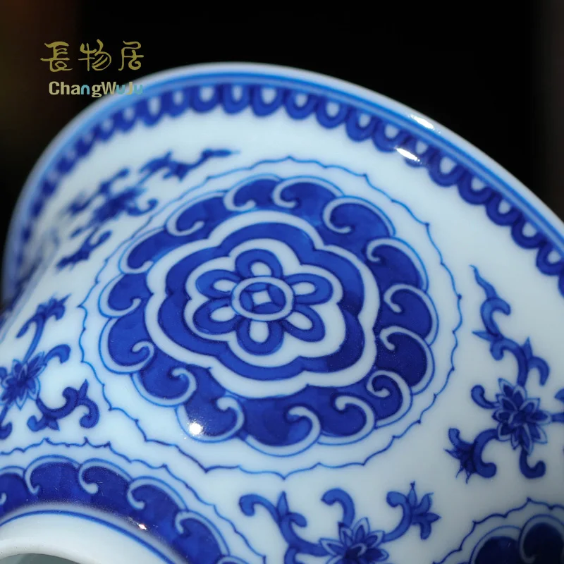 Changwuju в Цзиндэчжэнь чашки большой размер Ручная роспись синий и белый кунг-фу чашка с крышкой в архаистическом дизайне и технологии