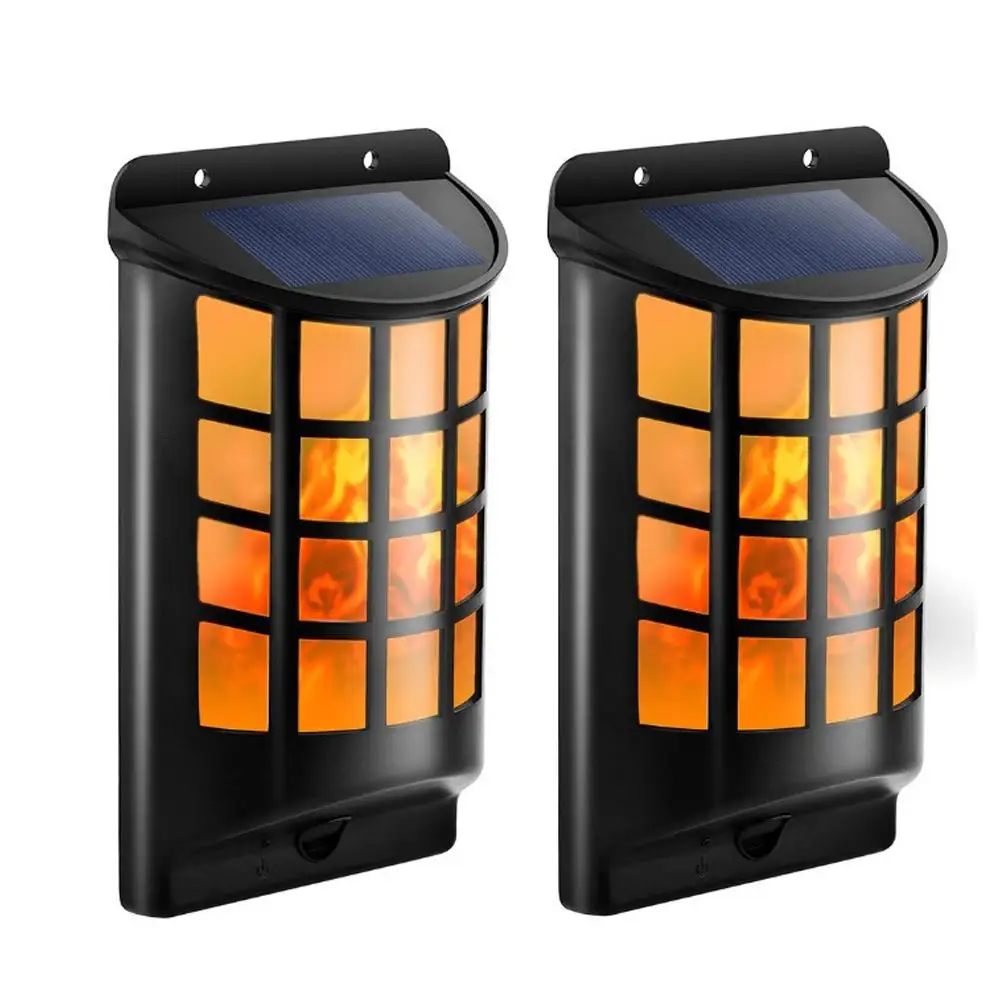 

Hot beautiful Motion Sensor 66LED Solar Powered Flickering Flame Wall Lamp Garden Yard Decor
