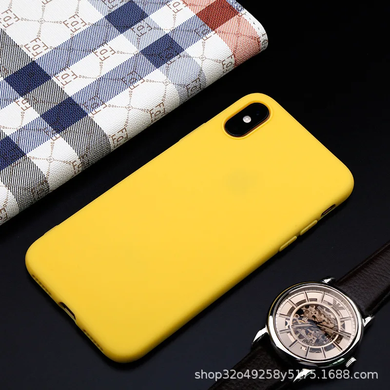 Роскошный мягкий силиконовый чехол карамельного цвета для iPhone XS Max XR X 10 8 7 6 5 S 5S 5SE 6S Plus 7Plus 8Plus 6Plus чехол для задней панели сотового телефона - Цвет: Yellow