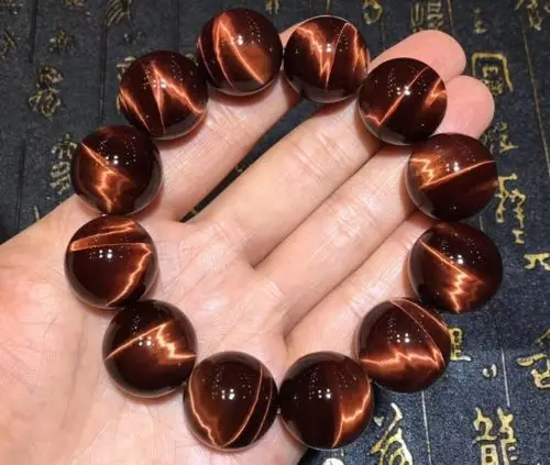 

100% Natural Red Tiger's Eye Effect Gemstone Round Beads Bracelets Crystal Stretch Bracelet 18mm Man Woman Free Shipping AAAAAA