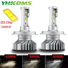 YHKOMS 4300K 5000K 6500K Canbus H4 H7 H11 H1 светодиодный H8 H9 H3 9005 9006 Автомобильные фары 60 Вт 12000LM зэс Автомобильная Противо-Туманная осветительная лампа 12V 24V