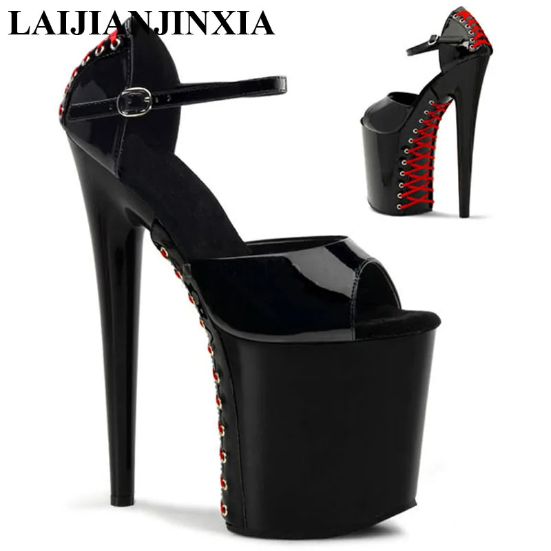 LAIJIANJINXIA 20 cm High Heels beautiful black sexy thick fish mouth trend paint sandals, club Dance Shoes LAIJIANJINXIA 20 cm High Heels beautiful black sexy thick fish mouth trend paint sandals, club Dance Shoes