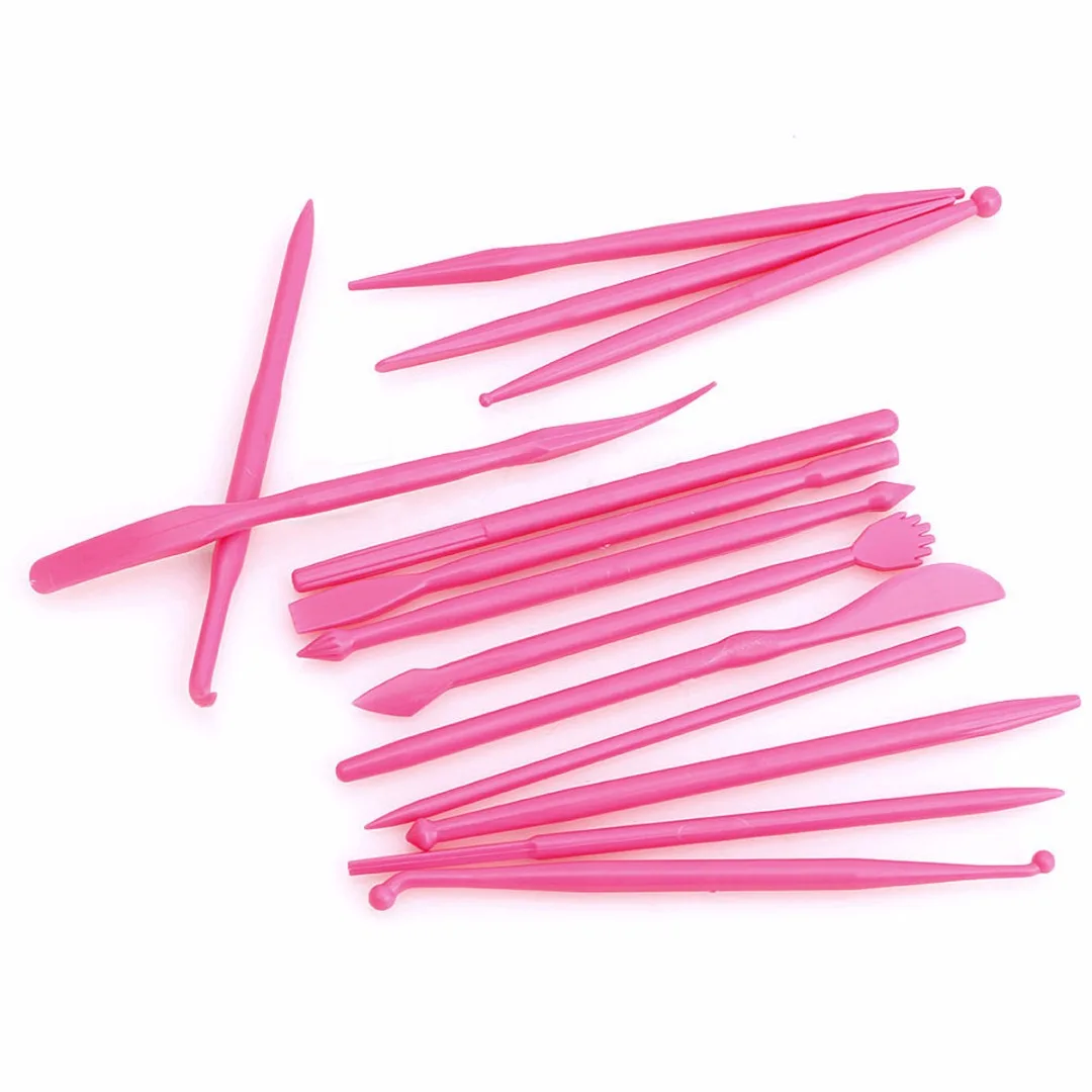Mayitr 14pcs/set Mini Fondant Decoration Flower Modelling Craft Clays Tool Cake Biscuit Cookie Modelling Pen Mold Tool