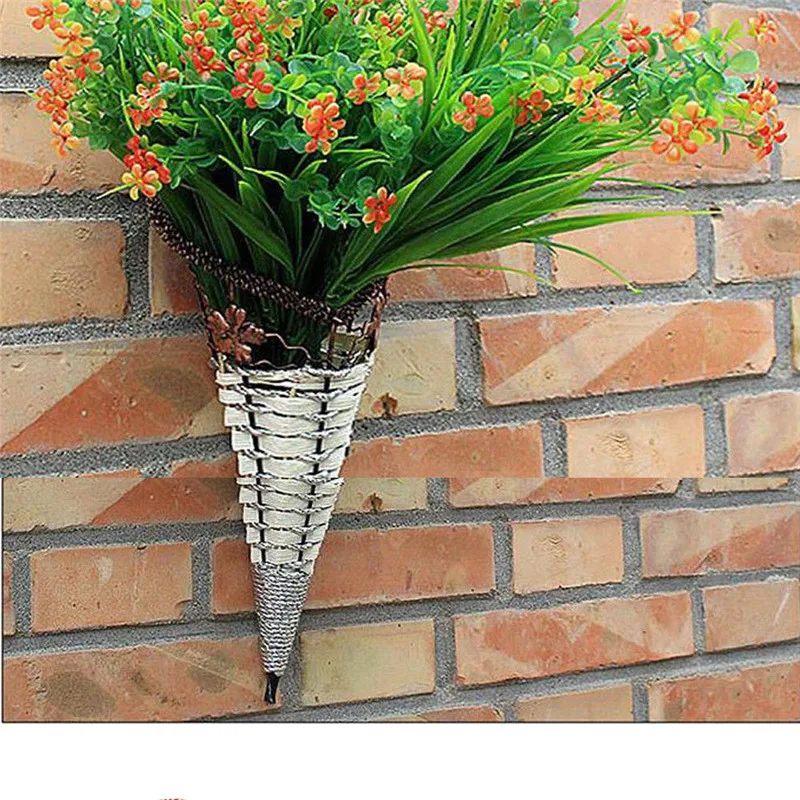 Natural Wicker Flower Basket Vase Rattan Wall Hanging Pot Planter Rattan Vase Basket Decor