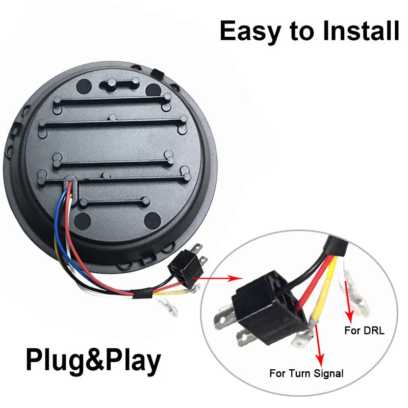 1Pair 7Inch LED Headlight White Halo Ring Angel Eyes+Amber Turning Signal Led headlamp For Jeep Wrangler JK TJ CJ 2007-2016 (10) 1