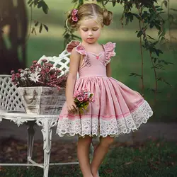 2019 летнее платье для маленьких девочек, кружевное платье-пачка с оборками и цветочным рисунком, платья для вечеринок и свадеб, одежда