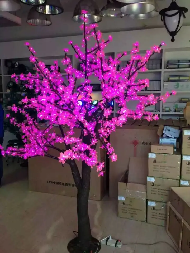 Kopen Gratis schip 2.3 M 7.6ft LED cherry ArtificialTree Licht Bruiloft Tuin Vakantie Kerst Decor Nieuwe 1152 Stks Roze Of rode Led