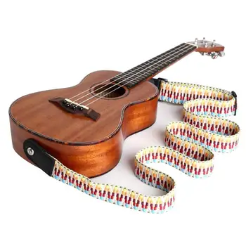 

Adjustable Guitar Ukulele Strap Rainbow Webbing Belt with PU Leather Ends