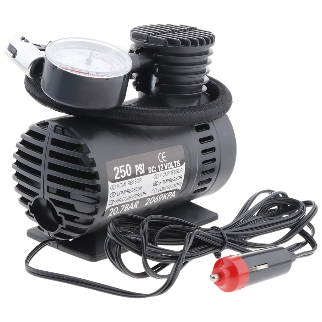 300 PSI 12V Portable Car Electric Inflator Pump Air Compressor Electric Tire Tyre Inflator Pump with Guage for Auto Motorcycle