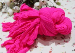 Set of 5: Vibrant Silk Flowers for Home and Wedding Decoration - DIY Nylon Stocking Material in 36 Colors (Fluorescent pink)
