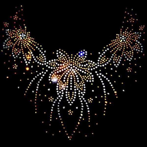 Floral Neckline Collar Trim Rhinestones Iron on Hot Fix Motif Heat Press Applique Patch
