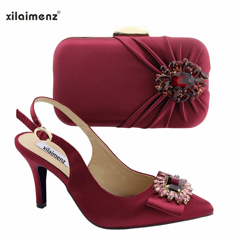 Juego Mujer Zapatos silver Conjunto Real Bolso Estilo Bombas wine De Fiesta Boda Verde green blue Black A Nigeriano Y Italiano I84wEq1