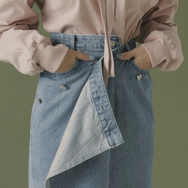 Coreano Streetwear Denim Mujeres Faldas Verano Asimétrico Mujer Rasgado 2019 Whitney Para Estilo Primavera Wang Moda Falda 7WqU14Yc