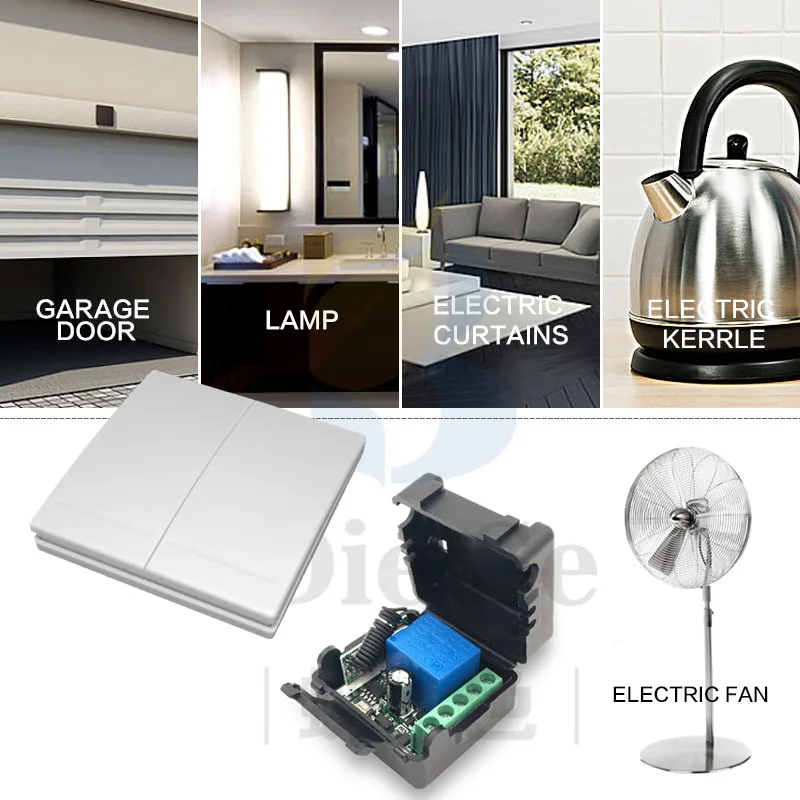 Wall Panel Wireless Remote Control 433Mhz AC 220V 2CH RF Relay Receiver 2 button For Light Bulb Lamp Wall Switch Wall Panel Wireless Remote Control 433Mhz AC 220V 2CH RF Relay Receiver 2 button For Light Bulb Lamp Wall Switch