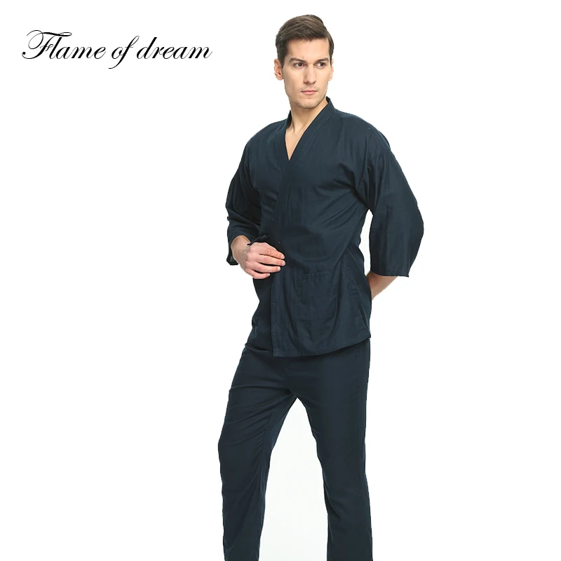 

100% cotton Japanese Pajamas Mens Pajamas For Men Pijamas Hombre Men Pijama Cotton Men's Pajamas Kimono 356