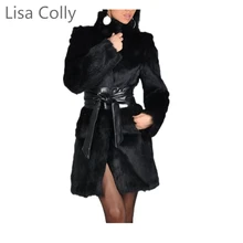 Стиль, женское стильное тонкое зимнее пальто из искусственного меха размера плюс, Женская Очаровательная верхняя одежда с меховым воротником