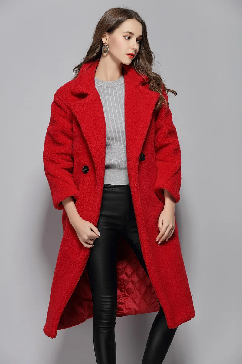 Новое длинное зимнее теплое пальто, розовое и леопардовое Женское пальто с карманом с мишкой из искусственного меха