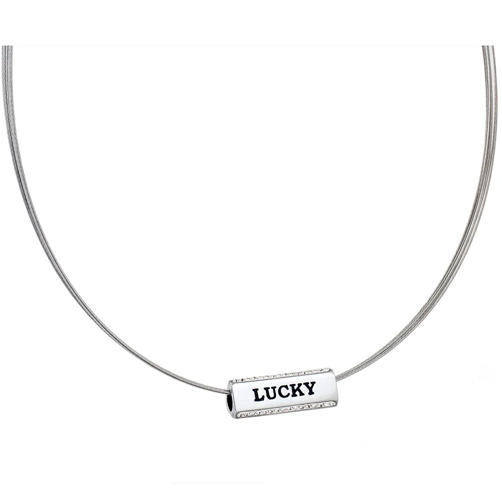 

316L Stainless steel wire rope chain necklace for women With Crystal Charm