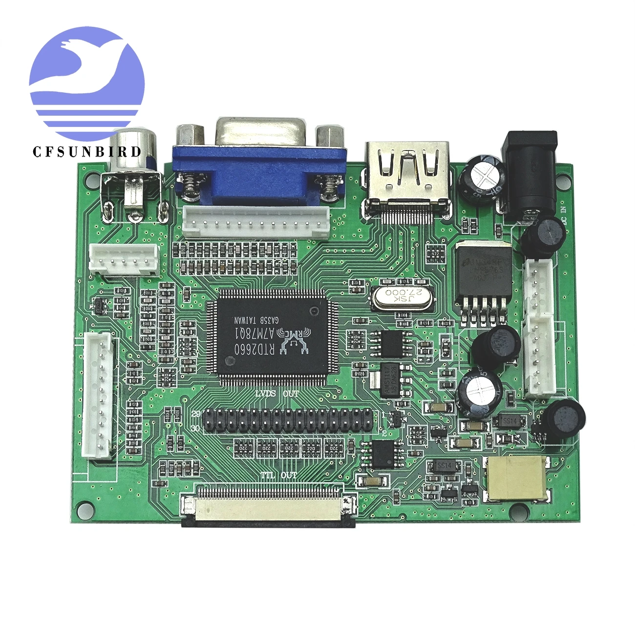 

CFsunbird LCD Display TTL LVDS Controller Board HDMI VGA 2AV 50PIN for AT070TN90 92 94 Support Automatically VS-TY2662-V1