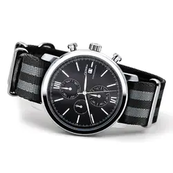 SINOBI Спортивные часы Для мужчин хронограф наручные Часы армия нейлоновый ремешок часы 2018 Элитный бренд мужской Женева кварцевые часы