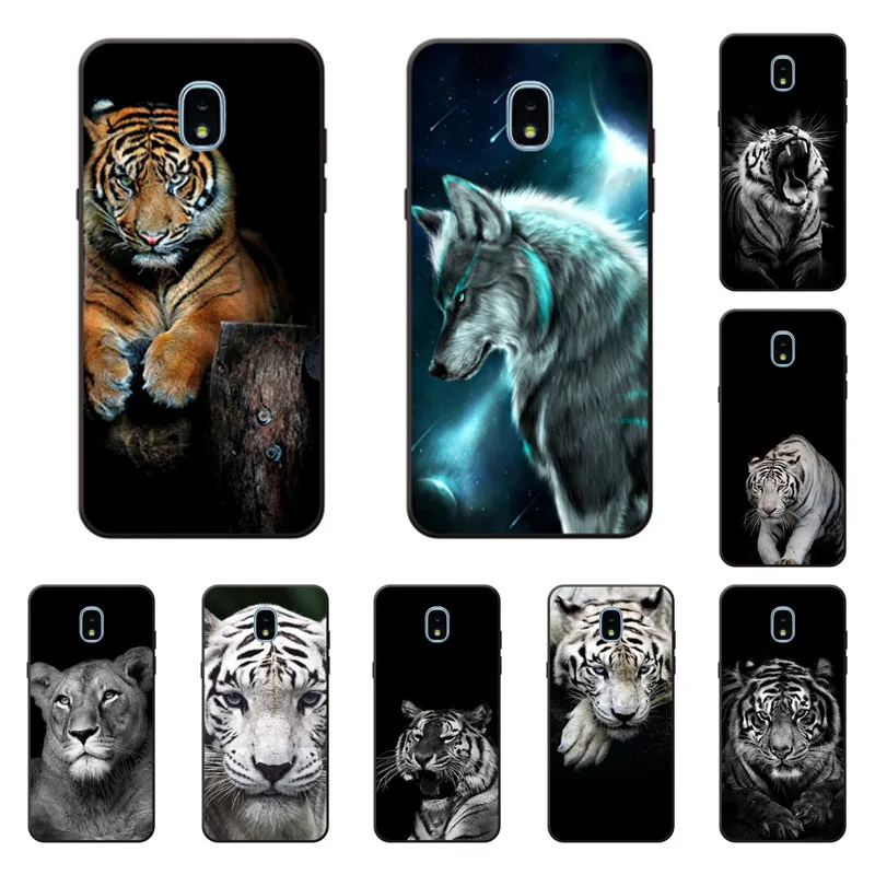 for samsung galaxy j3 2018 Case Silicon Tigers and lions Painting Soft TPU Back Cover Phone cases |