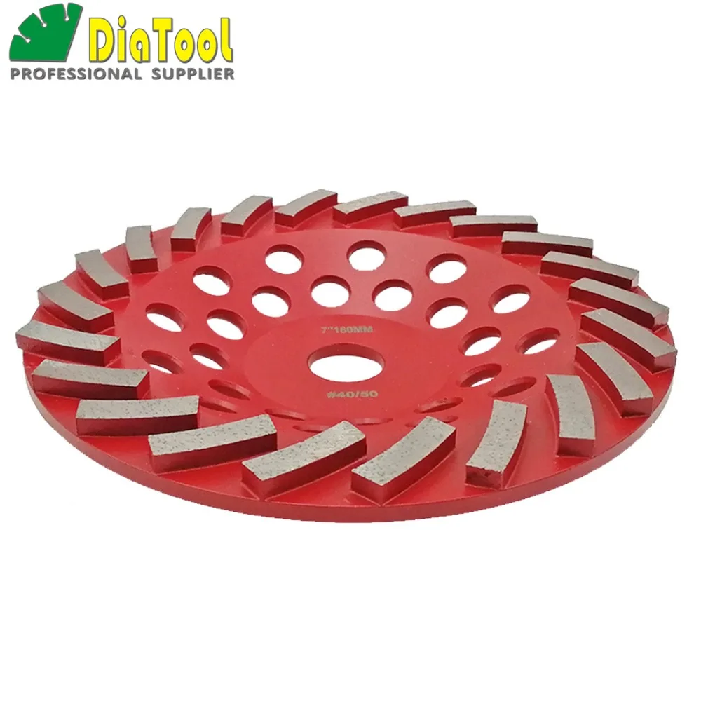 DIATOOL Diameter 180MM Segmented Turbo Diamond Grinding Cup Wheel For Concrete And Masonry Material, 7" Diamond Grinding Discs