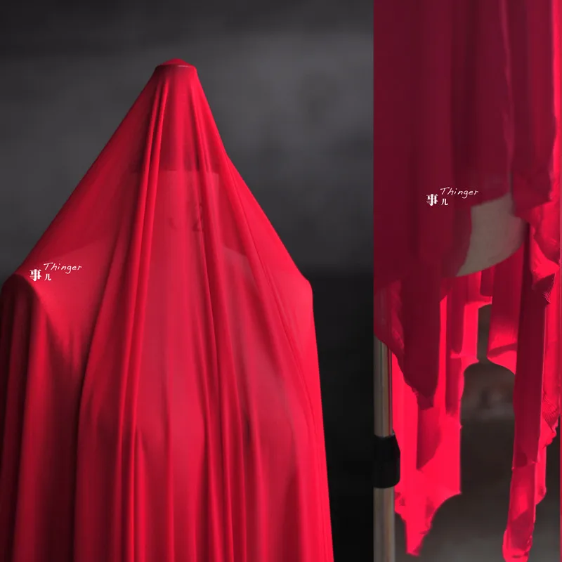 

160CM *50CM RED 4 way stretch nylon mesh fabric soft birdeyes lining underwear stockings skin color knit mesh material