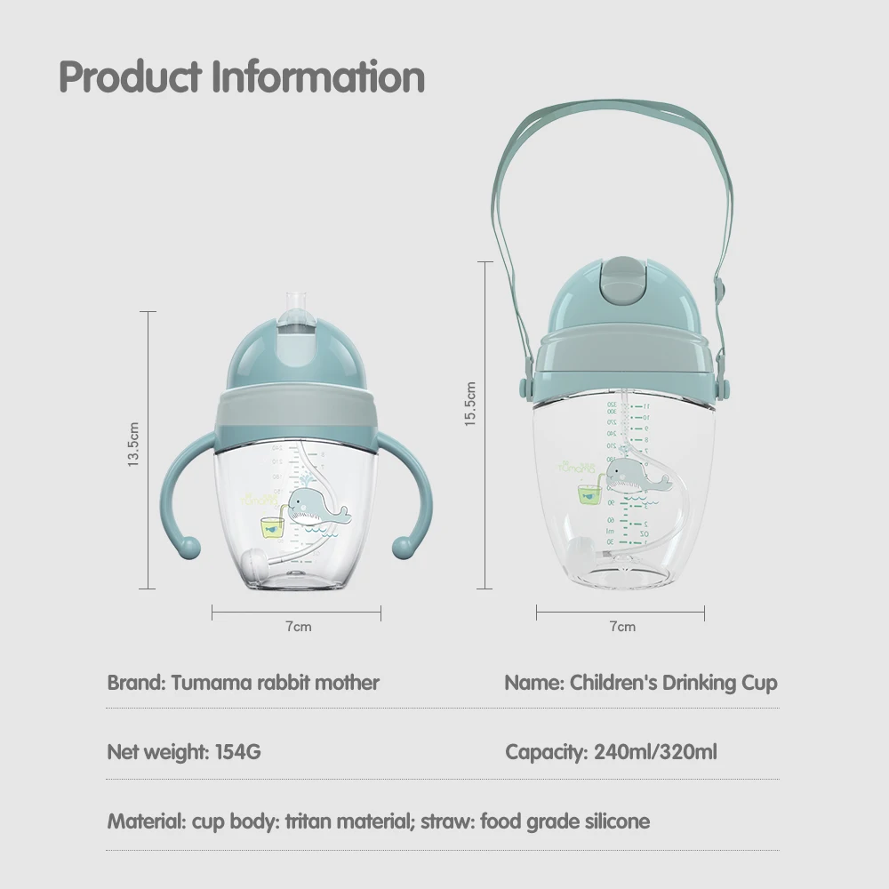 Детские бутылочки для кормления Tumama, с 2 функциями, младенческая бутылка для молока и воды, поилка-непроливайка с мягким носиком, тренировочная бутылка для новорожденных