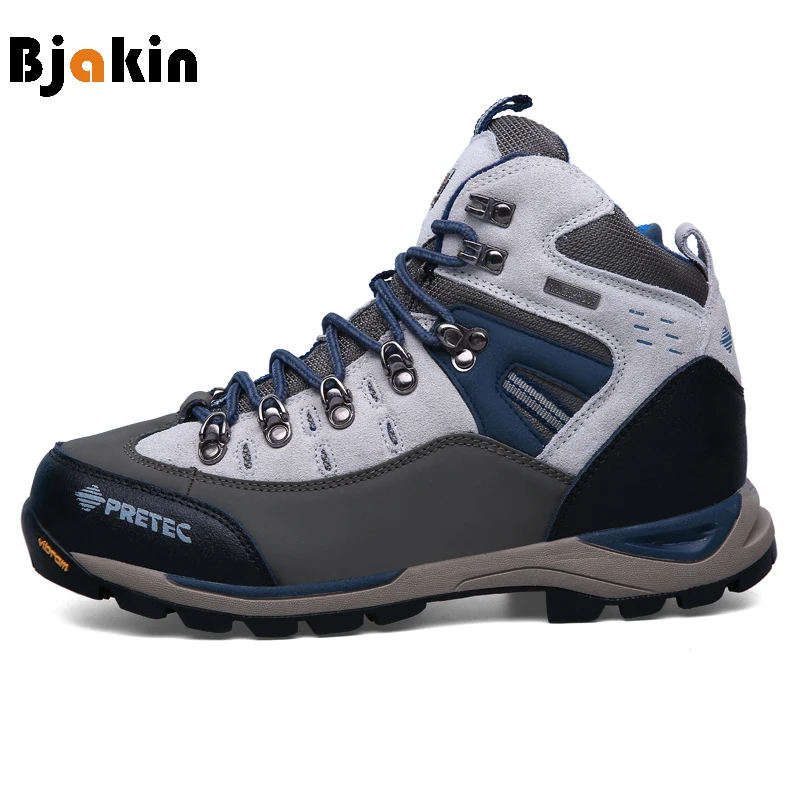 Bjakin Men Waterproof Hiking Shoes High Ankle Leather Hiking Boots High ...