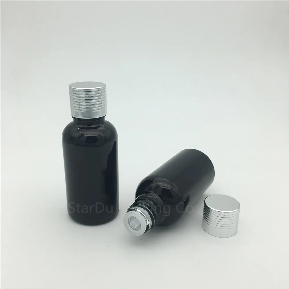 12pcs 30ML Black Glass Bottle Serum Container 1oz Vials Essential Oil With Silvery Screw Cap Perfume | Красота и здоровье