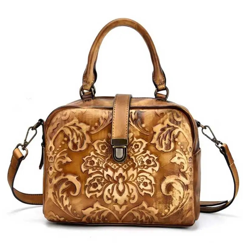 

Leather Tree Paste Retro Handbag Recreational Single Shoulder Slant Bag Hand-polished Cowhide Women's Bag