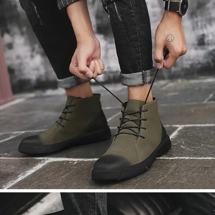 CMSOLO/зимние мужские ботинки на плоской подошве, мужские ботинки на резиновой подошве, новые модные повседневные мужские зимние ботинки из натуральной кожи в студенческом стиле