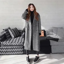 LANMREM осенне-зимнее одноцветное Свободное пальто с карманами, двубортное Женское пальто с поясом, подходит ко всему, длинное ветрозащитное пальто EF442